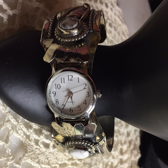 Southwestern Watch Cuff w/White Buffalo Stones main image 12